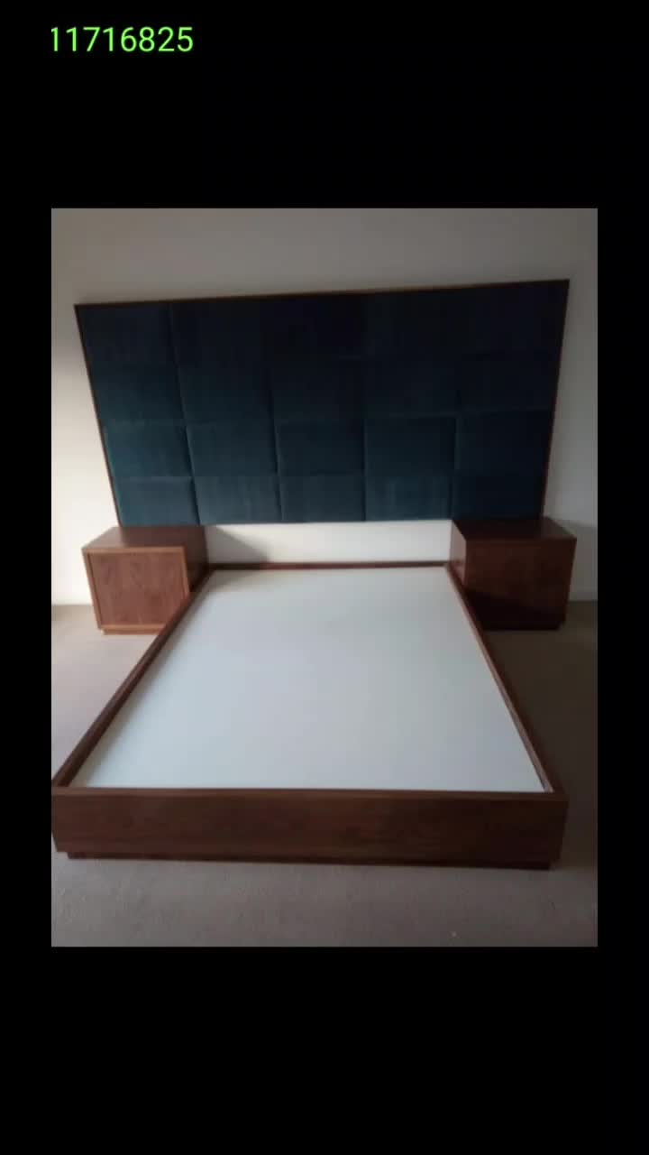 Upholstered navy headboard bed frame