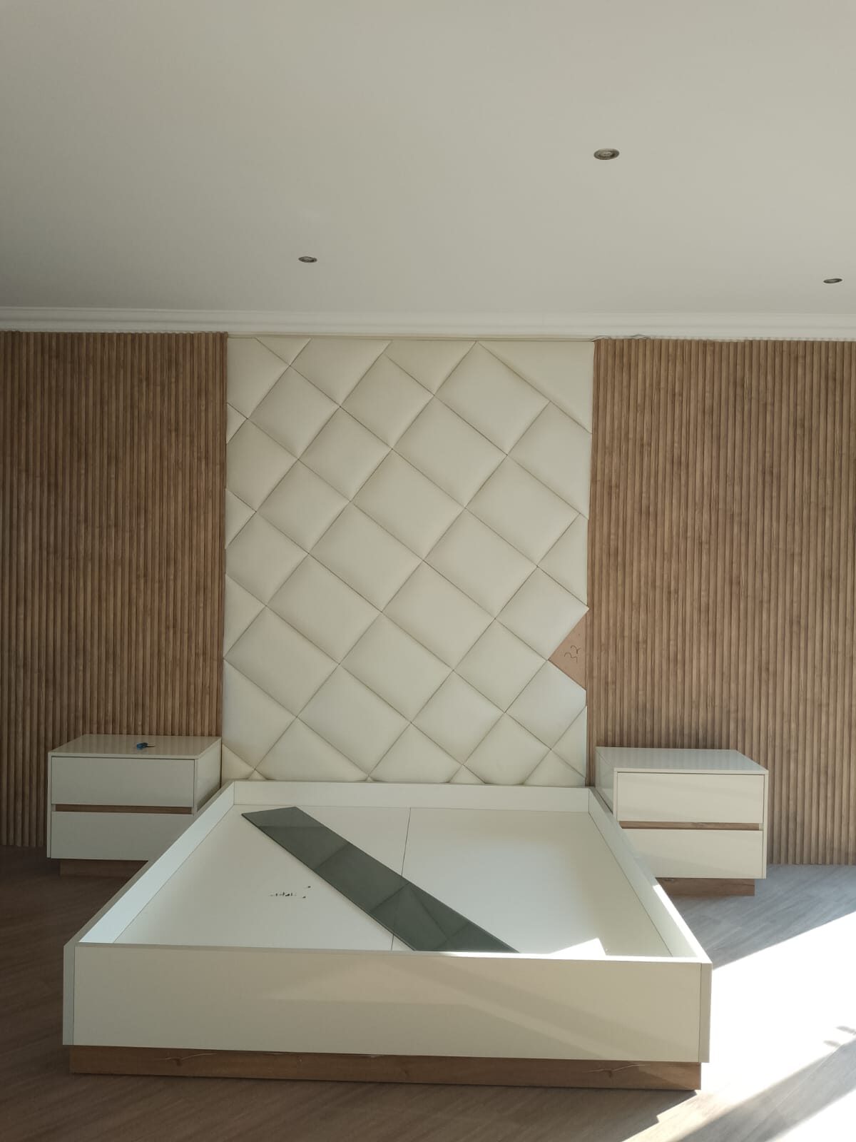 Upholstered headboard feature wall