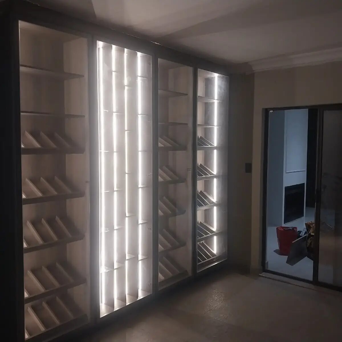 LED display feature wall in living room
