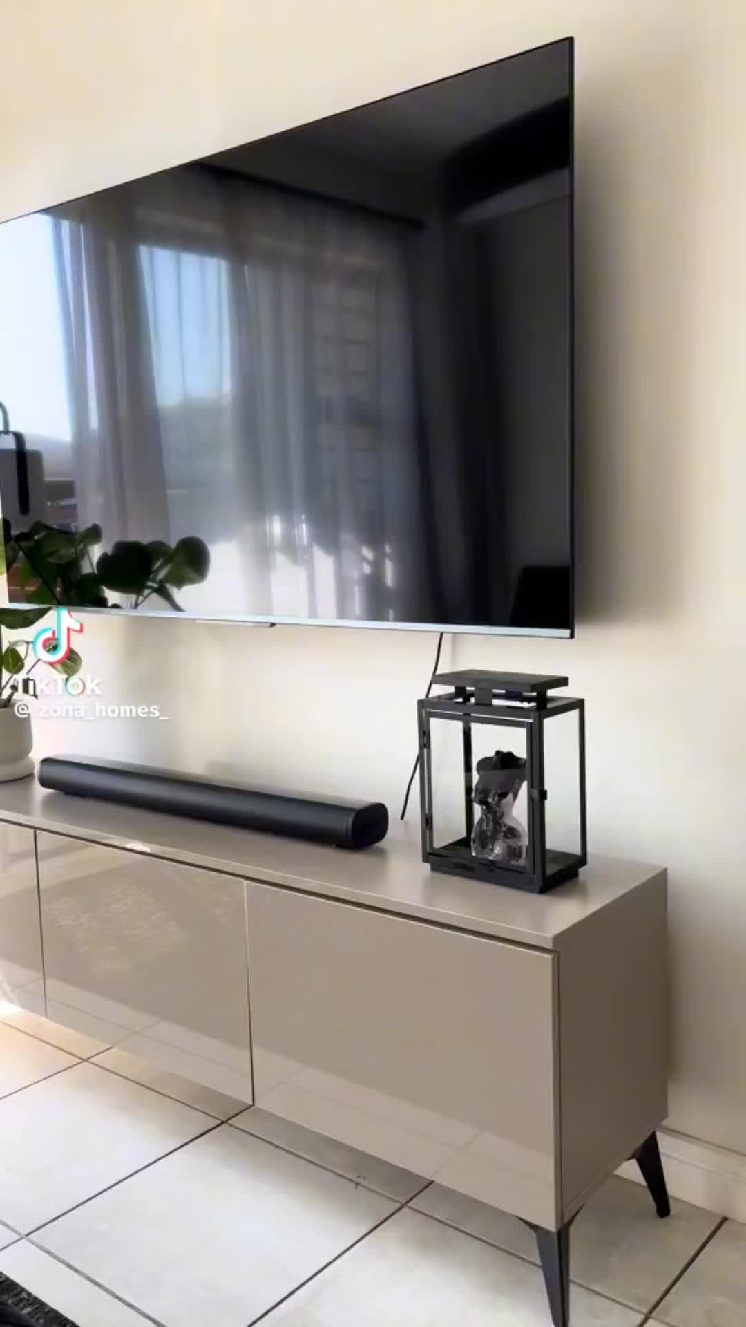 Cream floating TV console