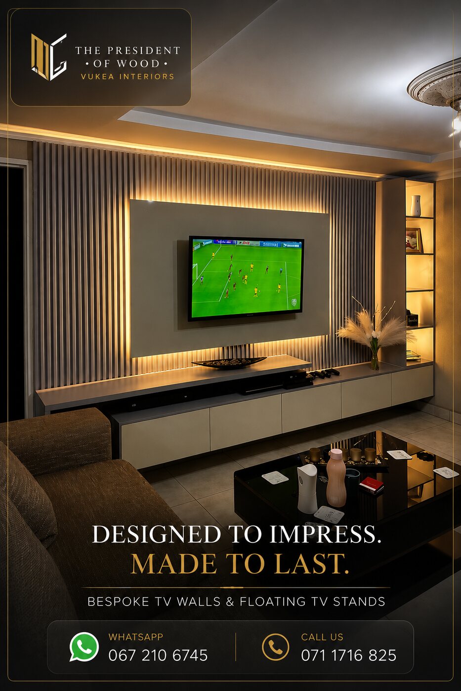 Bespoke TV feature wall with floating unit